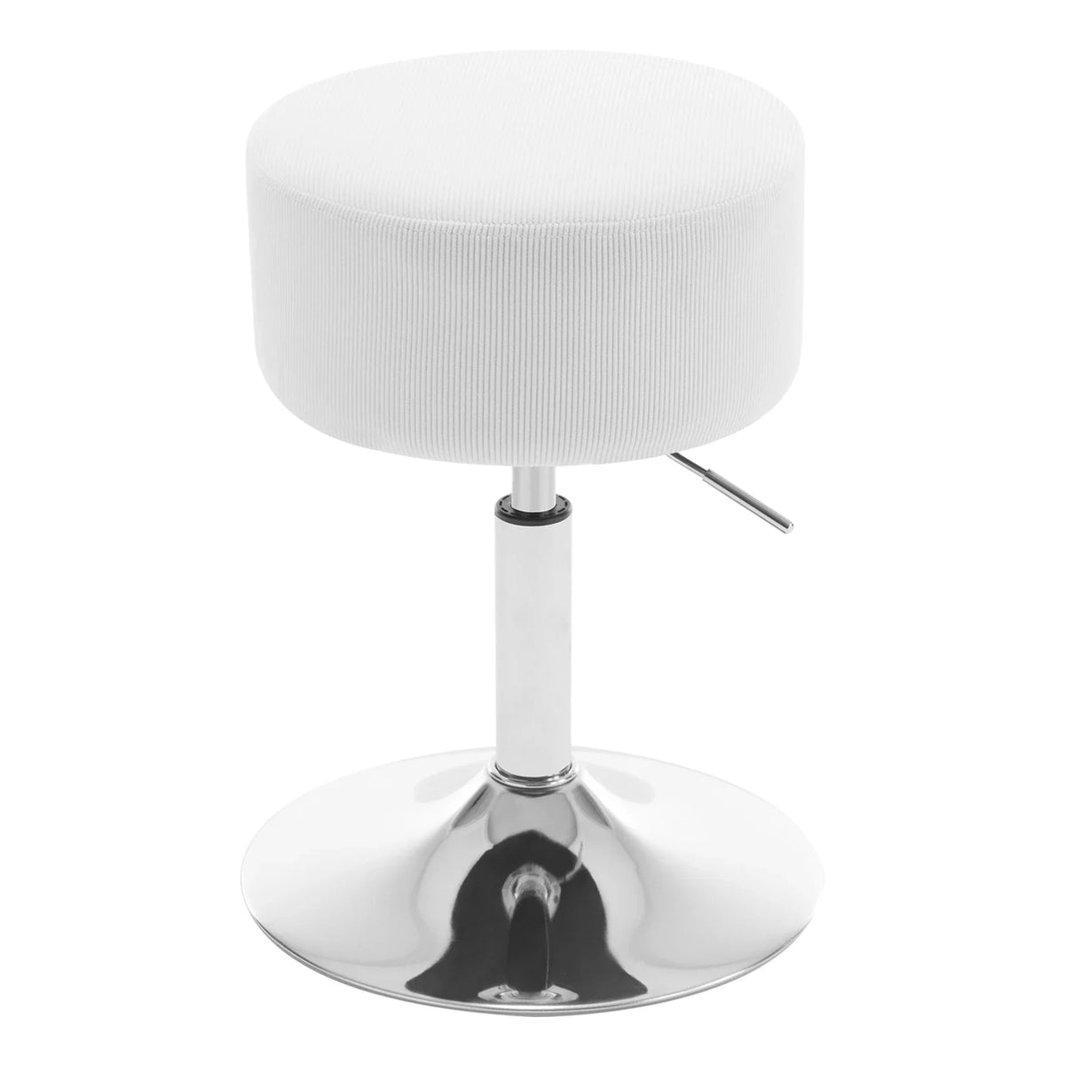 WOLTU 1PC White Round Swivel Bar Stools Height-Adjustable Makeup Stools Corduroy Padded Stools for Office Kitchen Home