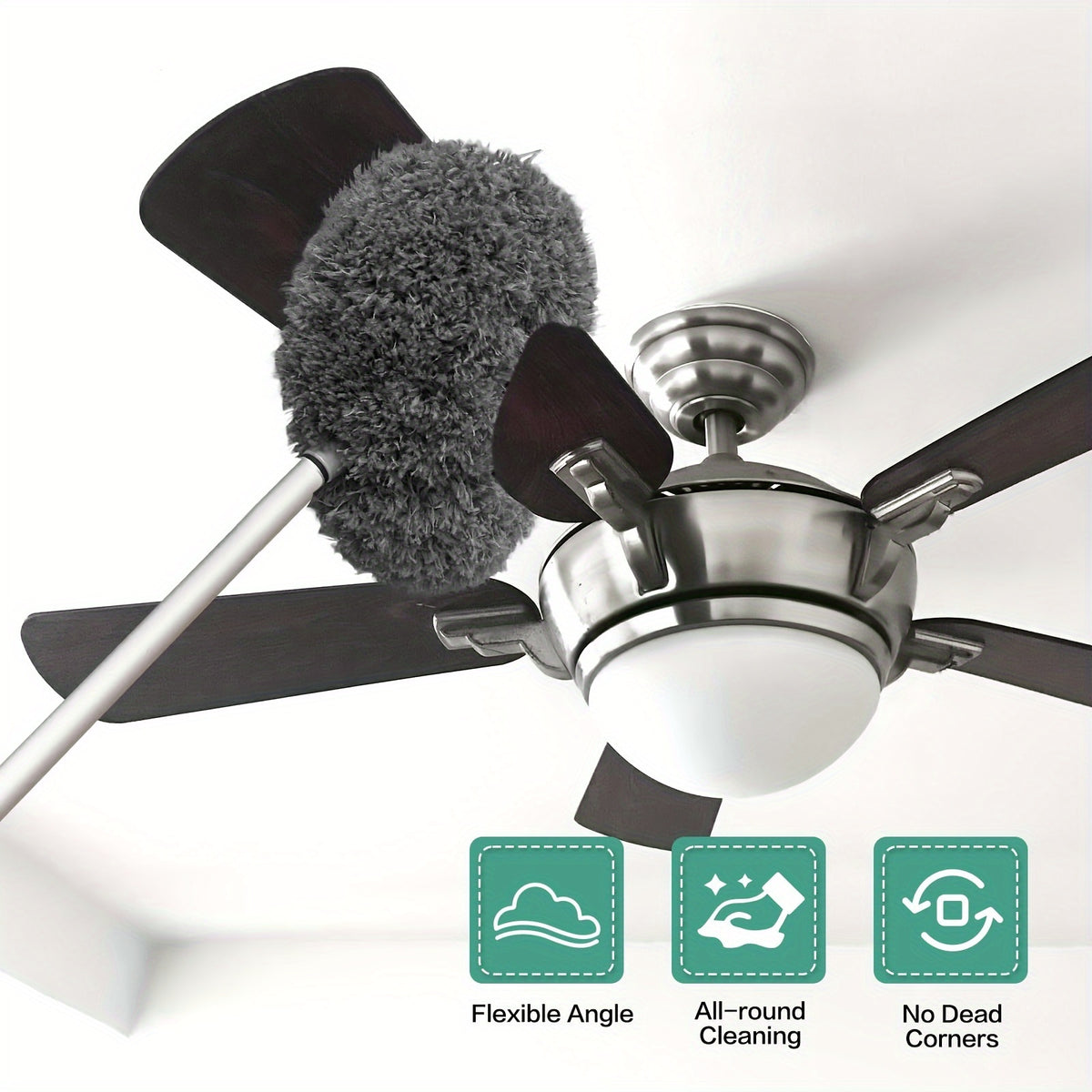 1pc, Microfiber Ceiling Fan Duster with Extension Pole - Removable and Washable Brush for High Ceilings, Fans, Furniture, Cars - Easy Cleaning Tool for Home and Office