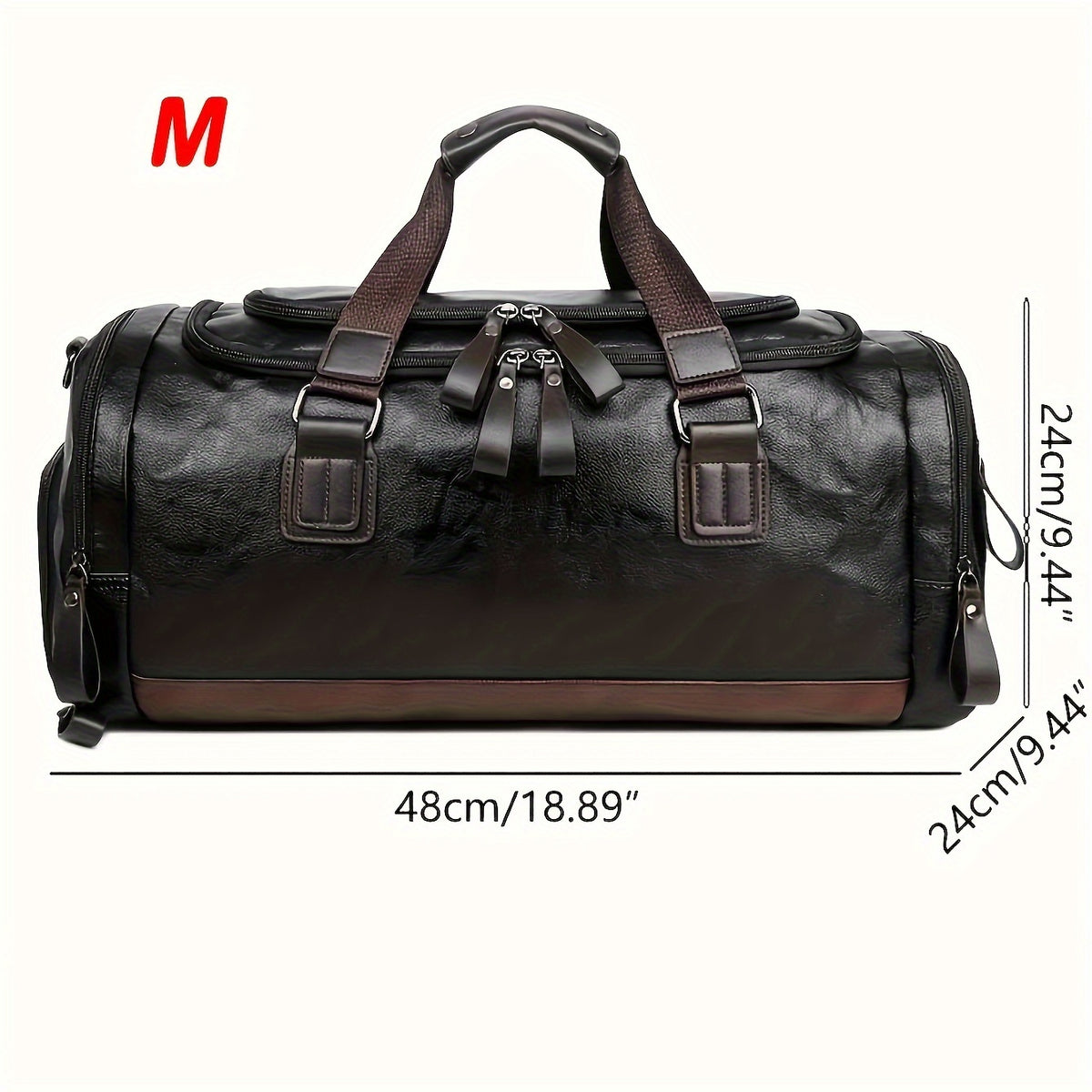[Genuine Travel Duffel] Durable & Stylish Men's Genuine Travel Duffel Bag - Adjustable Shoulder Straps, Multiple Compartments, Secure Zipper Closure (Black), Luggage for Travel, Weekends, Trips & Daily Use