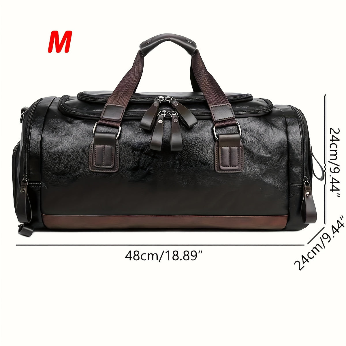 [Genuine Travel Duffel] Durable & Stylish Men's Genuine Travel Duffel Bag - Adjustable Shoulder Straps, Multiple Compartments, Secure Zipper Closure (Black), Luggage for Travel, Weekends, Trips & Daily Use