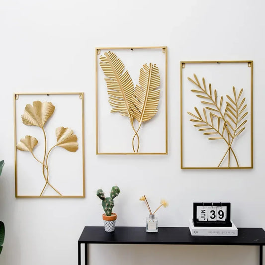 Wall Hanging Decoration Ornament Modern Light Luxury Wrought Iron Crafts Pendant Art Aesthetic Living Room Hotel Shop Decor