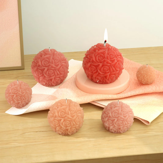 3D Rose Flowers Ball Candle Mold Handmade Resin Casting Candle Mold Gift for Thanksgiving Christmas Mother's Day wzpi